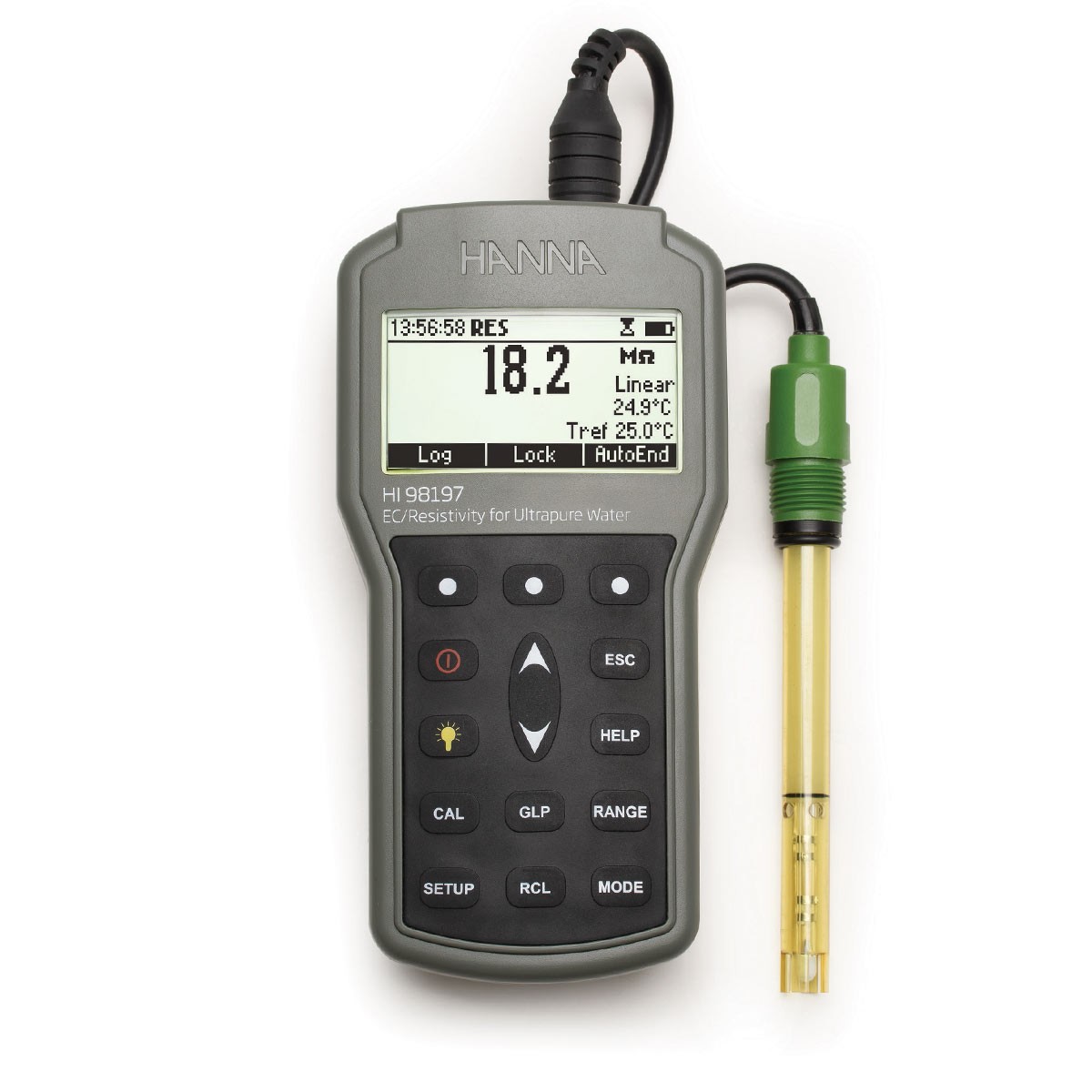 哈納超純水微電腦EC-TDS-電阻率-NaCI-°C測定儀HI98197